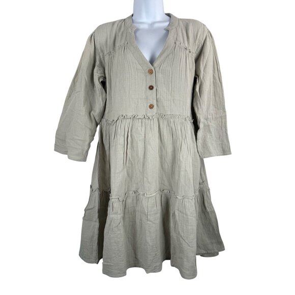 Salty Lemon Gauzy tiered Babydoll‎ Dress beach boho Y2K mint - Picture 1 of 6